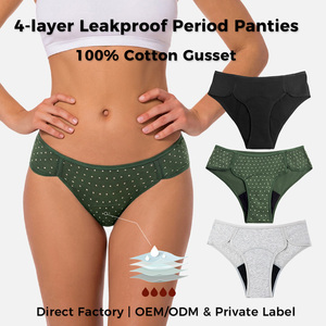 Mutande Mestruali Personalizzate OEM ODM a 4 Strati, Senza PFAS, Assorbenti e Traspiranti in Cotone per Ragazze Adolescenti - Product Image 1