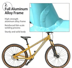 Bicicletta da Montagna Monovelocità Completa <span class=keywords><strong>AM</strong></span> Fuoristrada, Assemblaggio Fai-da-Te, Bici da Strada con Doppio Freno a Disco, Telaio Drop-bar, Sospensione Anteriore - Product Image 5