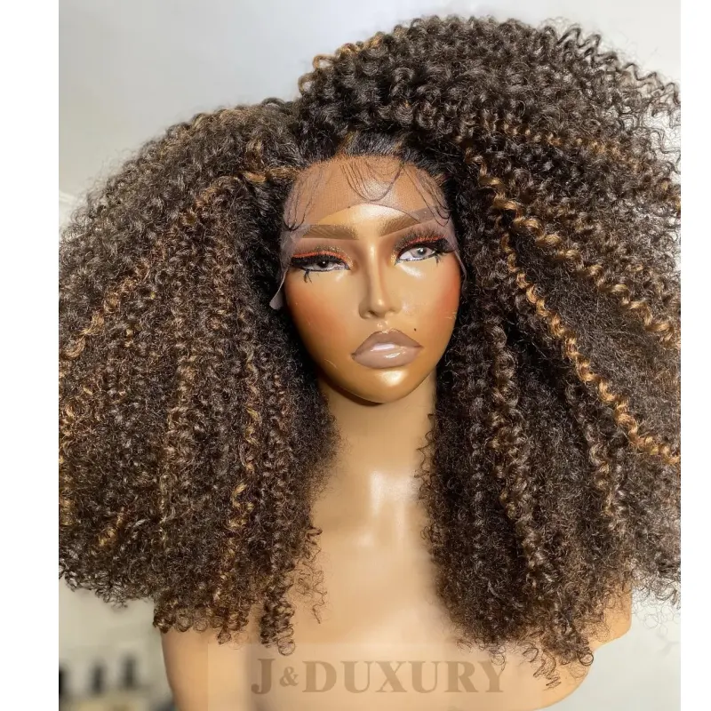 Hot Sale 250% density Kinky Curly with Bangs 360 Wigs 1 Piece Brazilian Hair Long human hair hd lace fronrtal wig Vendor