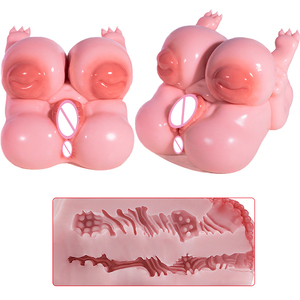 GEEBA Pink Bear Ruby Fantasy Bear Half Body Male <b>Masturbator</b> Dual Channel Medical Grade Silicone Doll Design Realistic toys - Product Image 1