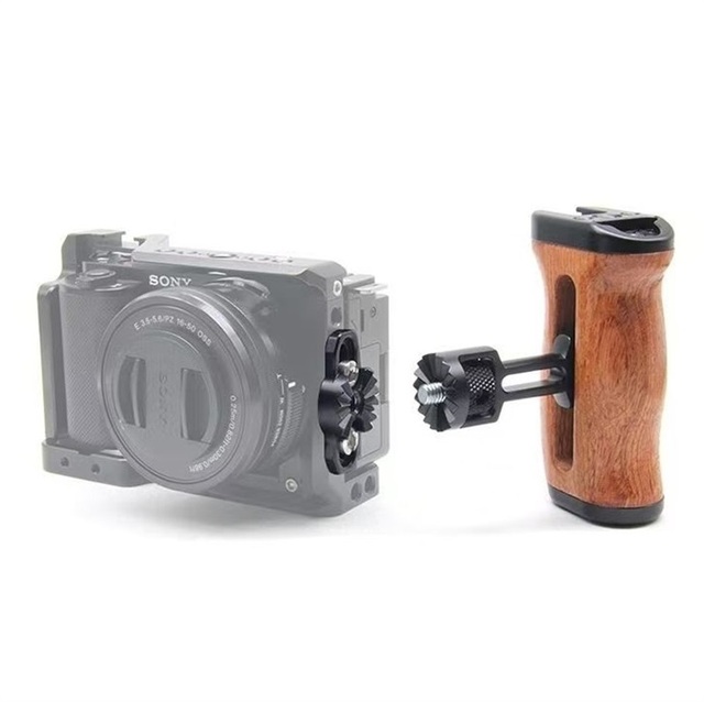 Universal Camera Cage Side Handle for Sony/Canon/Nikon Camera Wooden Handgrip 1/4 Screws Cold Shoe Quick Assembly/Disassembly