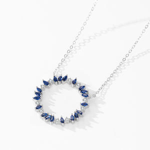 Collar con colgante de girasol de circonita azul talla marquesa de plata de ley S925, inspiración natural, versión de cobre personalizable para mujer - Product Image 6