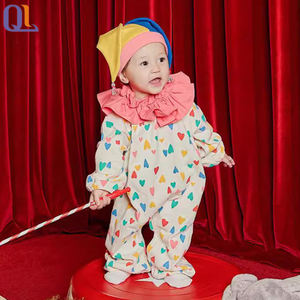 Costume de clown pour enfants Halloween combinaison à pois pour fête d'anniversaire unisexe pour bébé garçon et fille combinaison grenouillère pour bébé avec capuche - Product Image 1