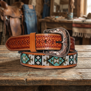 Cinturón de Cuero Rústico Vintage Estilo Western, Cinturón Casual de Fábrica de Divine International - Product Image 1