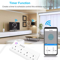Enchufe Inteligente WiFi/ZigBee Tuya para Reino Unido (13A), Enchufe Australiano con 4 Tomas de Corriente y 4 Puertos USB, Extensión de Enchufe
