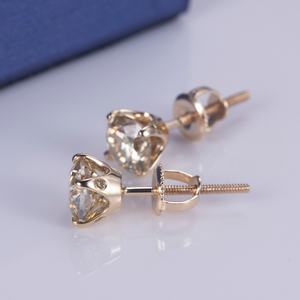 เครื่องประดับเมสซี่ MSE-509 ผู้ผลิตเครื่องประดับจากจีน ของขวัญสำหรับผู้หญิง ต่างหูทองคำขาว 14k ประดับมอยส์ซาไนต์สีเหลือง - Product Image 2