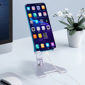 Supporto per Telefono da Scrivania Pieghevole a Doppio Asse in Lega di Alluminio, Regolabile in Altezza, Robusto con Pad Antiscivolo, Supporto Universale - Product Image 3