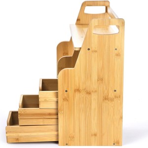 Wooden <b>Desktop</b> Bookcase 3 Tier With Drawers For Desk Storage Organizing Study Supplies <b>Shelf</b> - Product Image 5