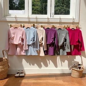 ชุดเสื้อผ้าเด็กผู้หญิงทรงสลิมฟิตขากระดิ่งกางเกงขายาวผูกเชือกแขนยาวสไตล์เกาหลีสำหรับฤดูใบไม้ร่วง2025 - Product Image 1