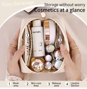 Portable Handheld Pu Leather Waterproof Cosmetic Bags Travel <b>Storage</b> <b>Makeup</b> Bag <b>for</b> Women - Product Image 3