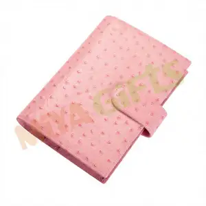 Kustom sampul perencana binding notebook kulit pu jurnal a5 a6 b6 casing pink blush ostrich agenda portofolio