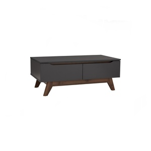 Urban Walnut Black MANDO Coffee Table Industrial Style Rectangular Center Table for Professional Office Lounge and Home - Product Image 1