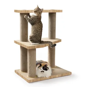 Plataforma de salto para gatos de papel ondulado com design mais recente, árvore de gatos sustentável para vários gatos descansarem e brincarem