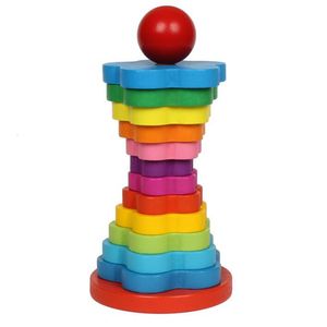 Juguete de Madera para Apilar Anillos, Juego de Reconocimiento de Colores, Torre de Arcoíris de Madera para Niños Pequeños - Product Image 2