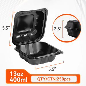 Phong Cách Mỹ Bản Lề Carryout Bao Bì Hộp Thermoform Bền Đảng Trái Cây Takeout Thực Phẩm Màu Đen Container - Product Image 2