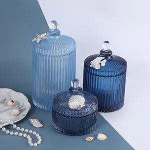 Özelleştirilmiş Nordic okyanus tarzı yaratıcı cam mum kutuları ev dekorasyon için