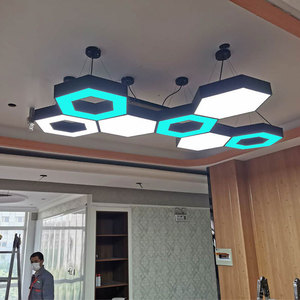 Modern LED Pendant <b>Light</b> Gold Stainless Steel <b>Office</b> <b>Ceiling</b> Lamp 3500K Warm White Dimmable Switch Control Adjustable Height - Product Image 3