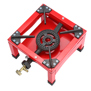 Réchaud à Gaz Portable à Brûleur Unique pour Camping Extérieur, <span class=keywords><strong>Cuisinière</strong></span> à Propane Haute Pression Rouge, Alimentation <span class=keywords><strong>Électrique</strong></span> par Batterie, Support au Sol - Product Image 3