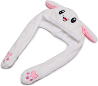 Chapeau de lapin mignon, chapeau de saut avec oreilles mobiles, Animal drôle en peluche, chapeaux pour enfant, cadeau