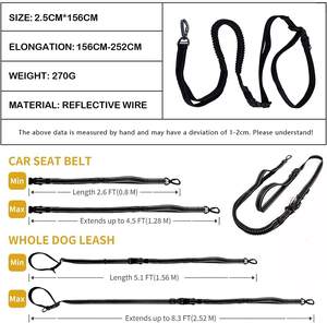 Correa para perro manos libres, correa para perro con asa acolchada doble fuerte de 6 pies con hebilla para cinturón de seguridad de coche - Product Image 4