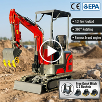 Mini pelle 1,2T avec pince mécanique, attache rapide manuelle et options de godets multiples pour une utilisation agricole polyvalente