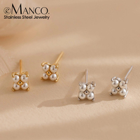EMANCO Boucles d'oreilles clous mini fleurs simples et minimalistes pour femmes, hypoallergéniques, en acier inoxydable 6MM, bijoux de piercing