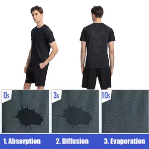 Camiseta estampada personalizada para correr para hombre, Camiseta ajustada de secado rápido para gimnasio, camiseta en blanco de poliéster tejida para deportes - Product Image 4