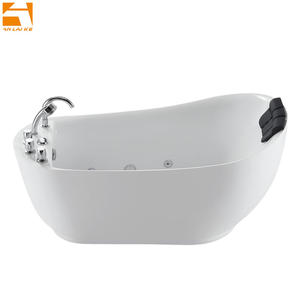 アクリル製自立式ジェットバス、内蔵滝シャワーヘッドレスト付き、屋内浴室用ジェットソーキングバスタブ - Product Image 3