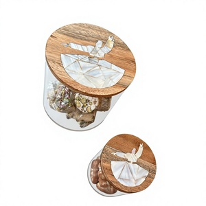 LuxeCedar Pearl Candy Organizer Handmade Wood & Shell Inlay Acrylic Sweet <b>Storage</b> <b>Box</b> for Ramadan Iftar, Eid & Festive Decor - Product Image 1