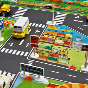 LASIVE TOYS Tapete de juego de tráfico y coches para niños, escena de estacionamiento, mapa grande 1:5, de tela, en inglés, para juego de simulación - Product Image 1