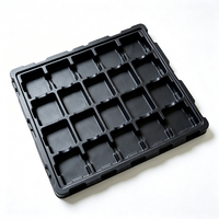 Plateau de retournement pour composants électroniques, thermoformé en plastique écologique noir, plateau d'emballage moulé sur mesure en usine