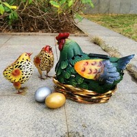 Statue de poule solaire Oniya pour jardin, décoration extérieure en forme de famille de poules, lumière LED, art de la ferme, ornement de pelouse, décoration de patio, jardin, cour