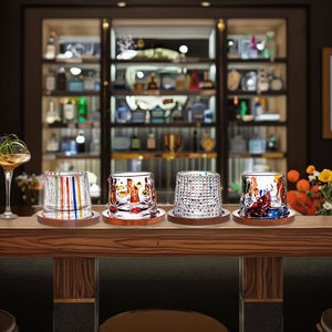 Машинное производство, прозрачные наклонные бокалы для вина с деревянной подставкой, 300 мл, классический дизайн - Product Image 1