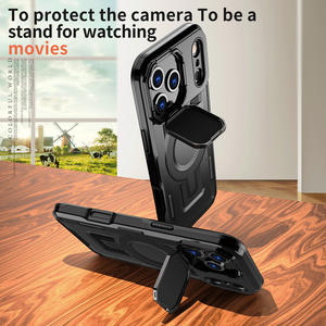 Combo dur PC antichoc 360 Forros métal porte-objectif étui de téléphone pour <span class=keywords><strong>iPhone</strong></span> 17 Pro Max 16 15 14 béquille téléphone couverture arrière - Product Image 4