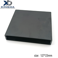 Boîtier en aluminium anodisé noir, profil mince et plat, extrusion en alliage d'aluminium, avec extrémités ouvertes pour carte de circuit imprimé