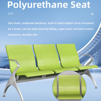 Banc d'attente moderne 3 places en fer rembourré vert, durable, pour hôpital, aéroport, bureau, clinique, meubles de salle d'attente publique