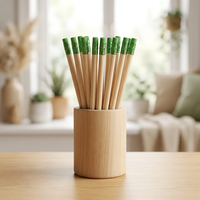 Crayon en bois HB de 7,5 pouces avec gomme verte intégrée, certifié EN71 ISO, pour bureau et école, emballage personnalisé avec LOGO