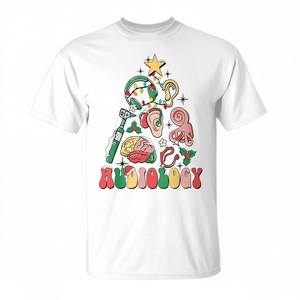 Camiseta navideña con diseño de árbol de audiológica para estudiantes y graduados - Product Image 2