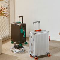 Valise de voyage rigide en aluminium, légère, à rayures verticales, classique, simple, luxueuse, durable, avec serrure TSA