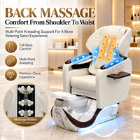 Fauteuil de pédicure électrique, fauteuil de spa pour les pieds, fauteuil de massage pour salon de manucure avec dossier inclinable, bain de pieds à remous et lumière LED