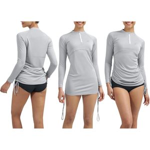 เสื้อว่ายน้ำป้องกันรังสียูวีแขนยาวสีเทาสำหรับผู้หญิง FOXA - Product Image 5