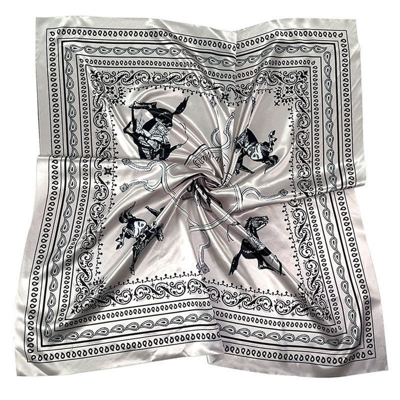 Foulard Oblong Western Wild Horse Creations - Motif Rayures - 15x40 - Polyester Soyeux - Neuf