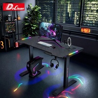Nouveau bureau debout réglable en hauteur, table mobile à double pied, bureaux d'ordinateur pour jeux avec éclairage RVB