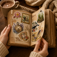 Autocollants personnalisés vintage fleurs et papillons pour journal, étanches, autocollants en vinyle découpés à la forme, pour scrapbooking et agenda