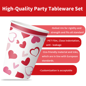 XIELI Vietnam Assiettes en papier jetables, vaisselle de fête de la saint-valentin, ensemble d'assiettes en papier écologiques - Product Image 4