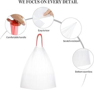 Huamaohengchun3Rolls Drawstring Small Trash Bags,4 Gallon Thicken Drawstring Small Garbage Bags for <b>Kitchen</b>,Bathroom,Bedroom - Product Image 3