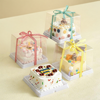 Boîtes d'emballage alimentaire en plastique PET transparentes carrées personnalisées pour gâteaux, mousses, desserts, sandwichs, pizzas, marque Bakebloom personnalisée