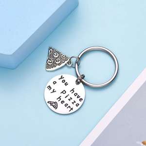 คุณมีพิซซ่าหัวใจของฉันพวงกุญแจสแตนเลสสนุกกระเป๋าเป้สะพายหลังอาหารพวงกุญแจโลหะ - Product Image 4