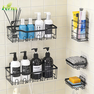 Étagère de rangement pour douche, sans perçage, autocollante, organisateur d'angle de douche, étagères d'angle de salle de bain, panier de douche d'angle avec crochets - Product Image 1