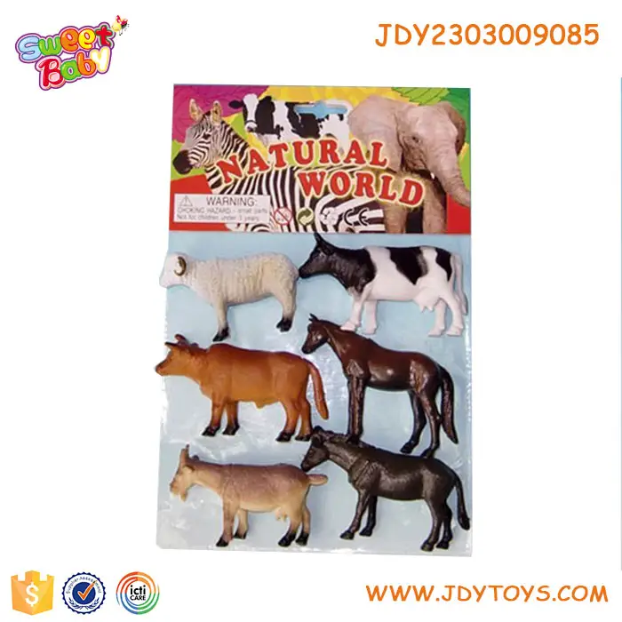 6つのスタイルの小さなプロモーションプラスチック農場動物のおもちゃセット、ノベルティプラスチック農場動物のおもちゃセット、動物のおもちゃ